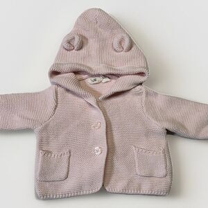 Baby Gap Favorites Pink Knit Hoodie Sweater 0–3 Months with Bear Ears